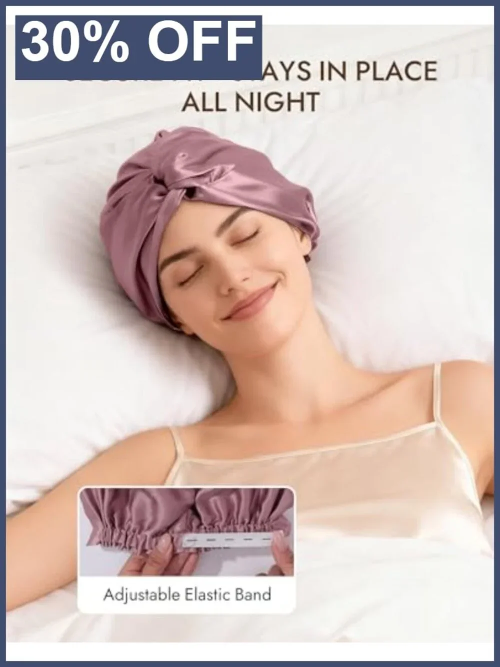 22 Momme 100% Mulberry Silk Bonnet for Sleeping, Adjustable Hair Cap